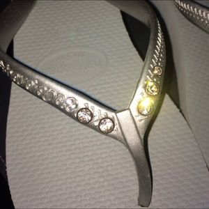 Customized Havaianas High Platform Flip Flops ~ Silver~ Size 7